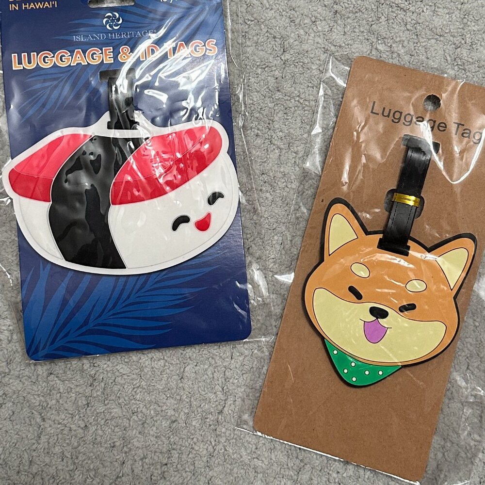 Spam musubi shiba inu luggage tag